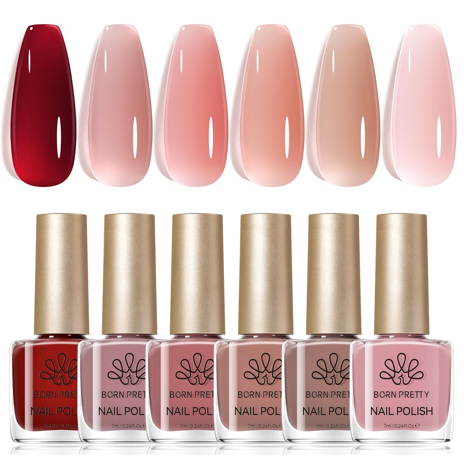 Amazon.com: Born Pretty Jelly Nail Polish Set, 6 Colors Sheer Nude
